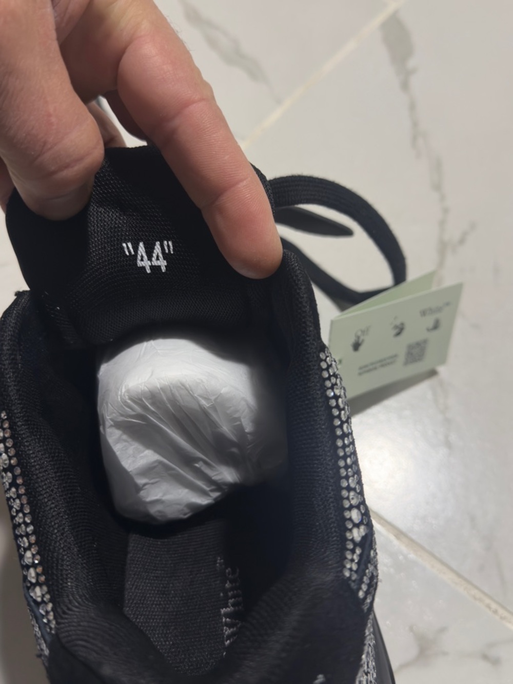 Off-White Black Crystal-Studded Low-Top Sneakers no box 📦 - Picture 5 of 5